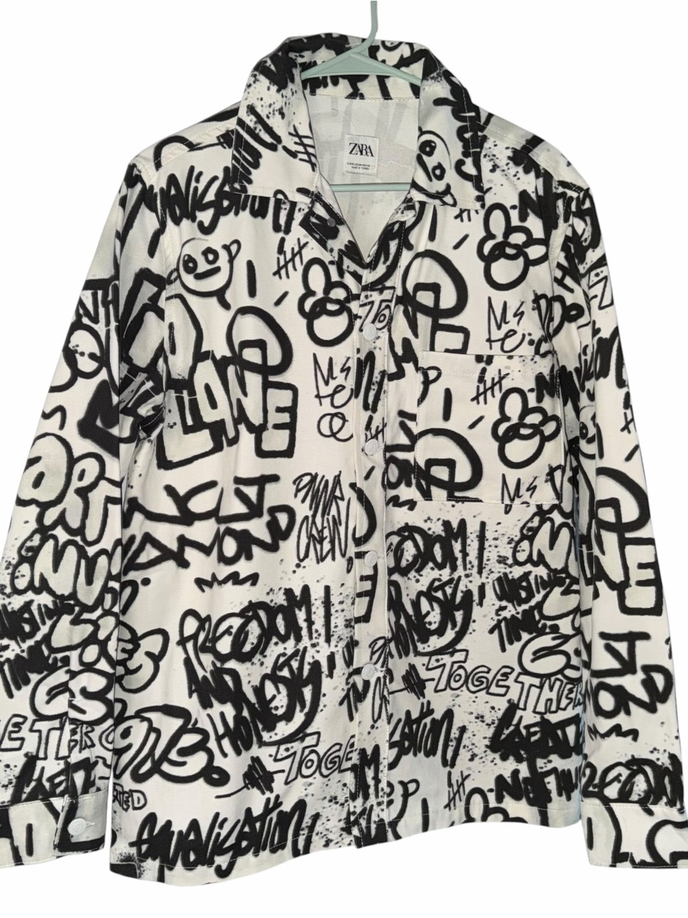 Zara Graffiti Print Overshirt Shirt Jacket M‎ Streetwear Supreme CDG Inspired - Picture 3 of 11